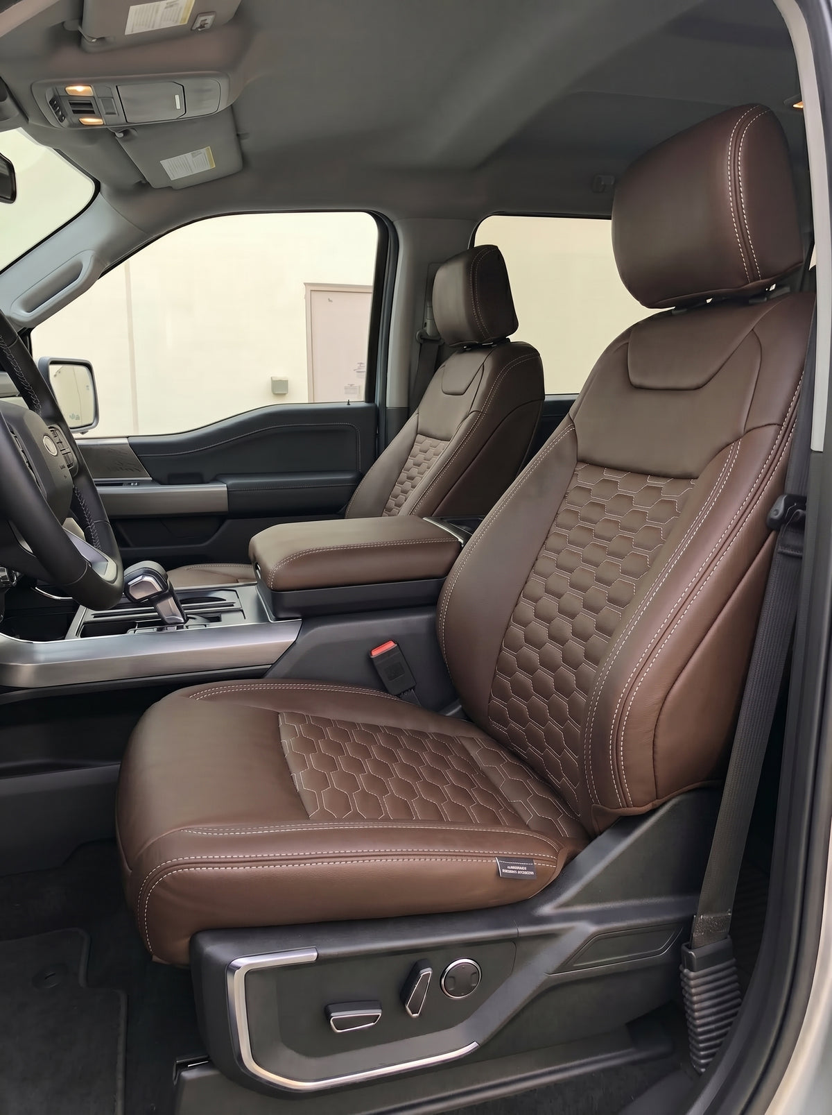 Coffee Custom Premium Genuine Leather Seat Covers