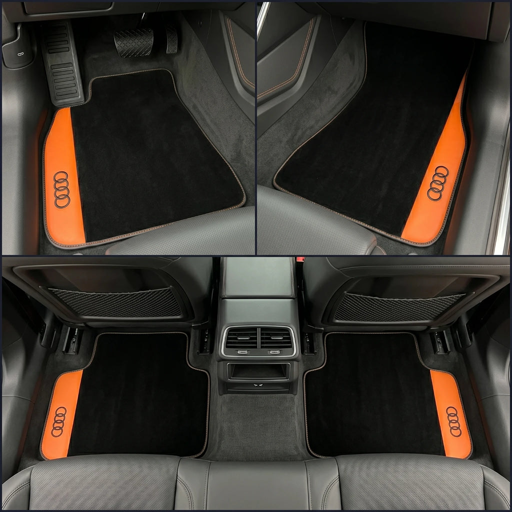 Handmade Orange Leather Carpet Floor Mats