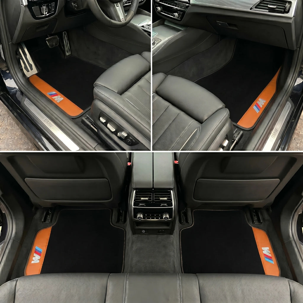 Handmade Orange Leather Carpet Floor Mats