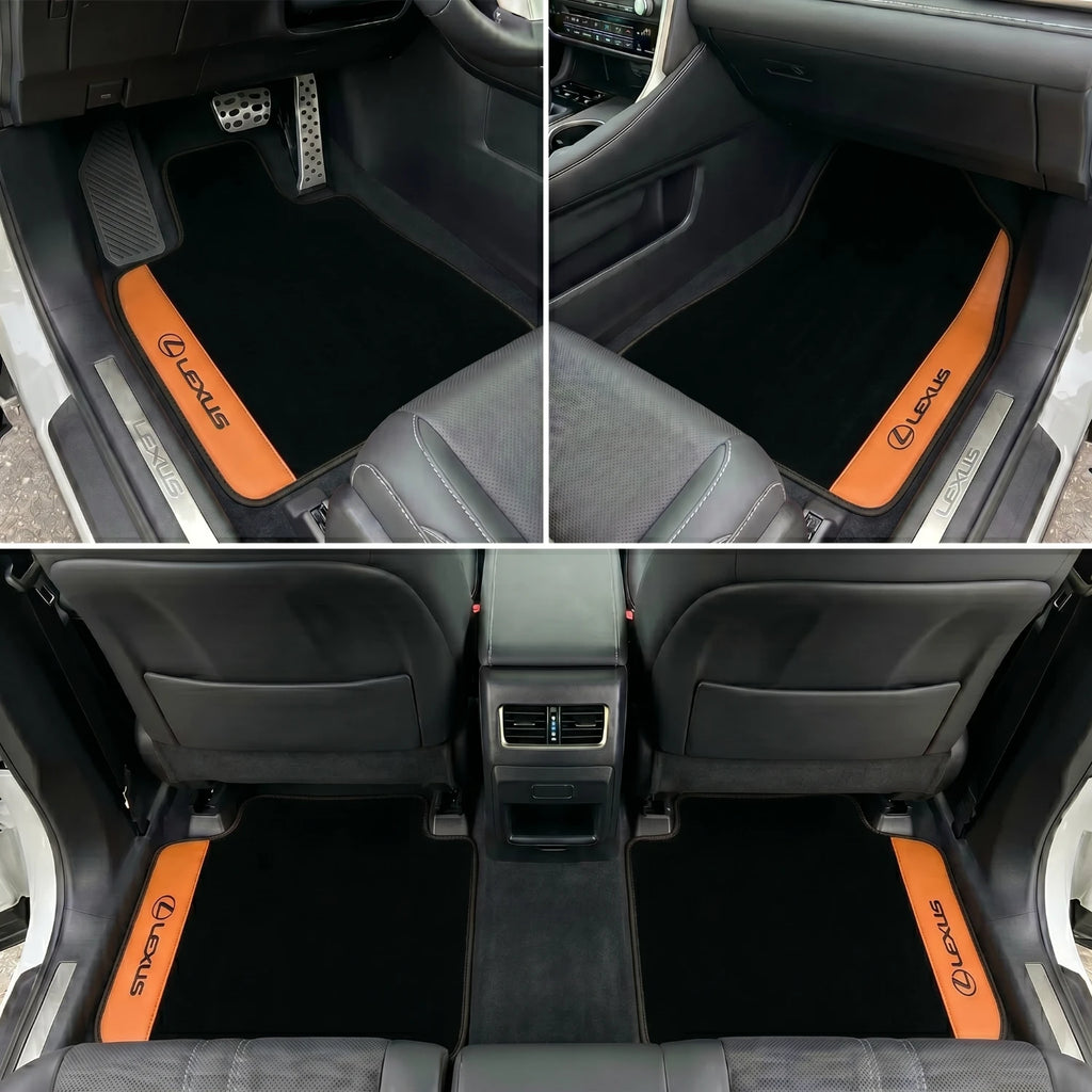 Handmade Orange Leather Carpet Floor Mats