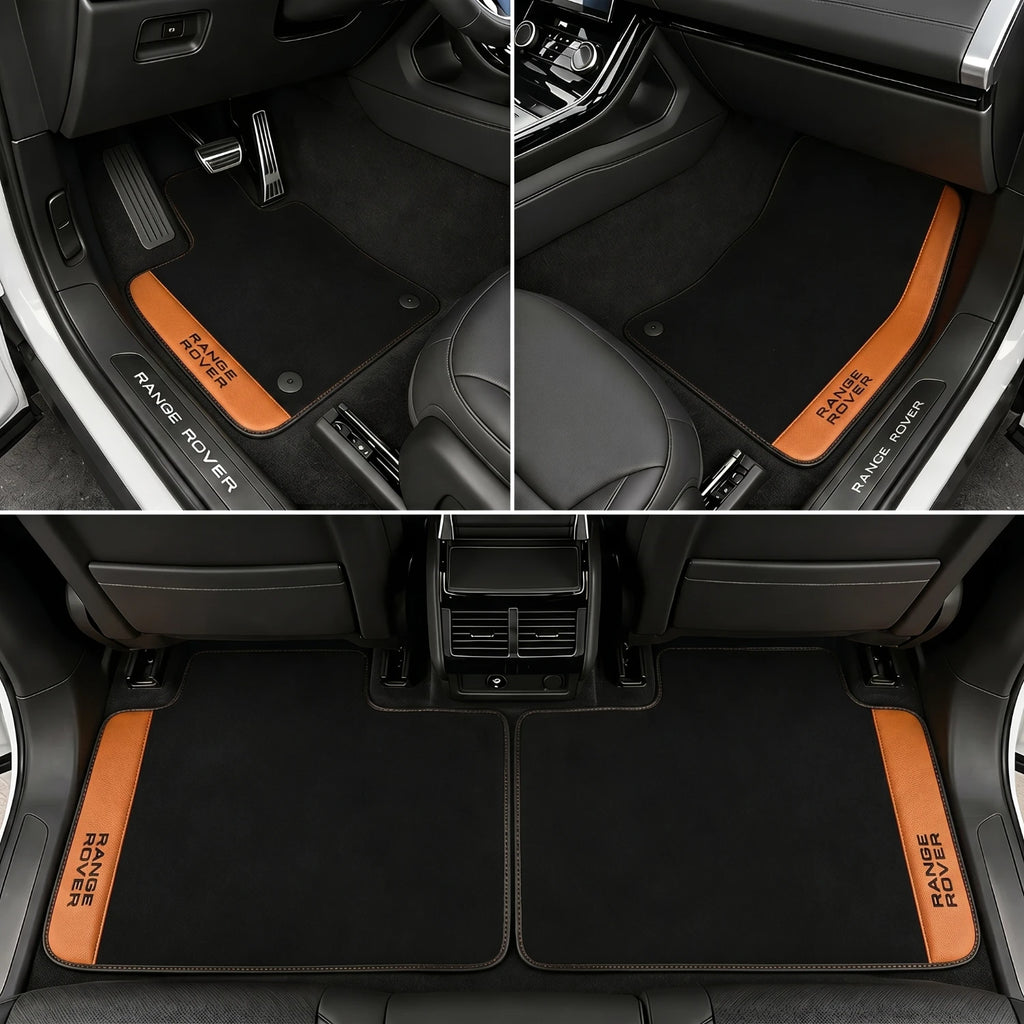 Handmade Orange Leather Carpet Floor Mats