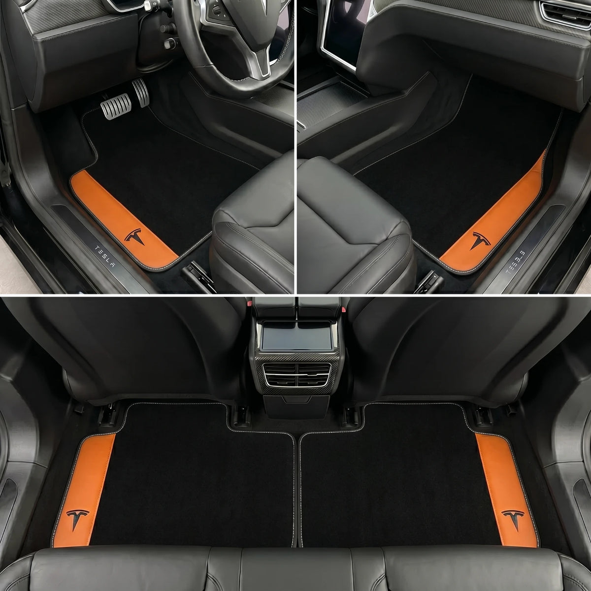 Handmade Orange Leather Carpet Floor Mats