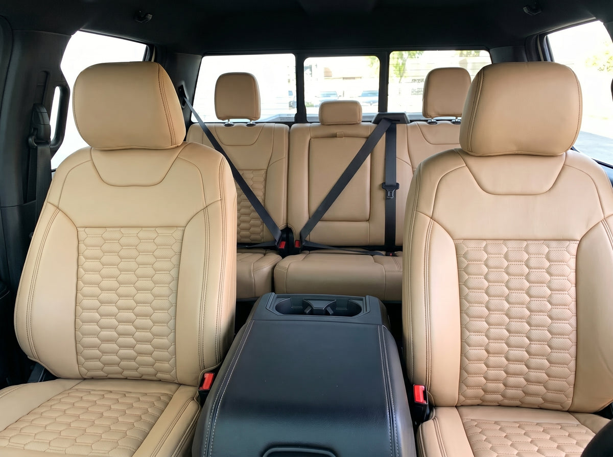 Beige Custom Premium Genuine Leather Seat Covers