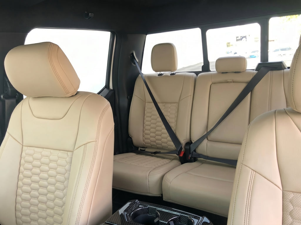 Beige Custom Premium Genuine Leather Seat Covers