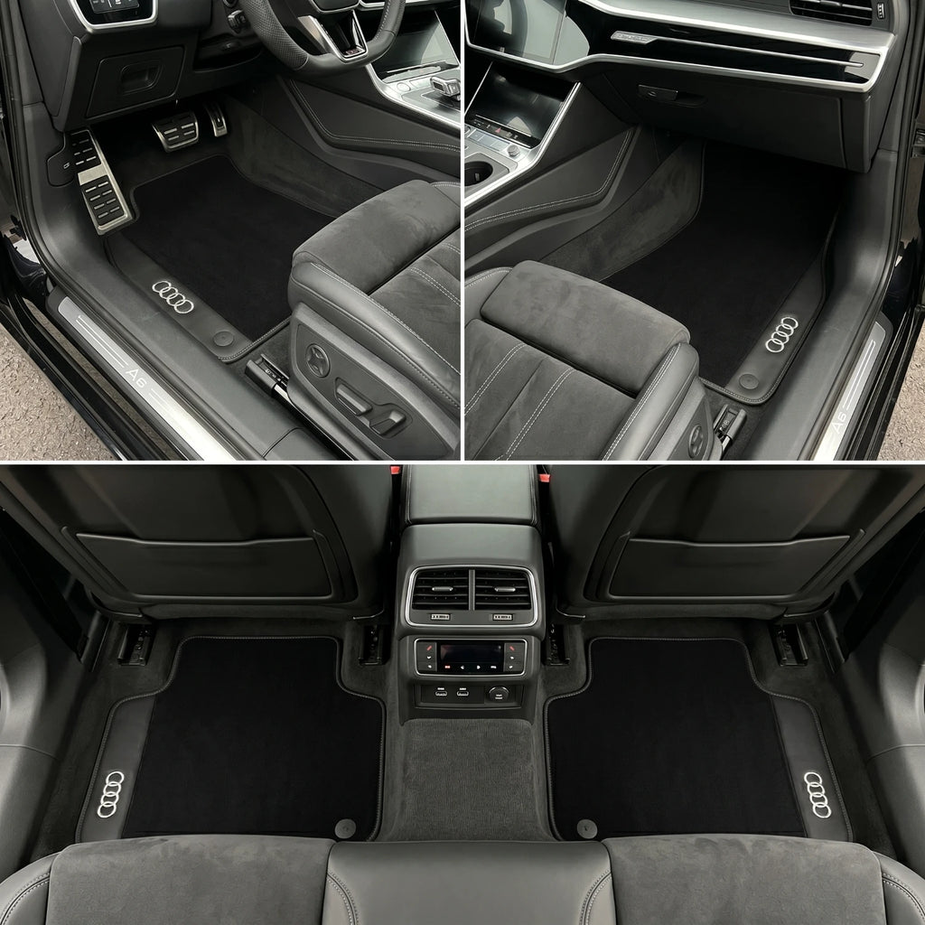 Handmade Black Leather Carpet Floor Mats