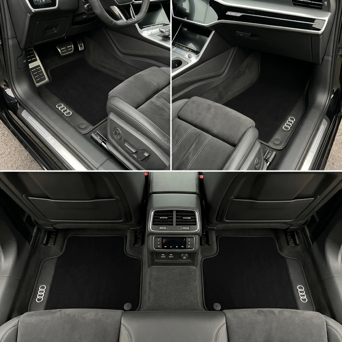 Handmade Black Leather Carpet Floor Mats