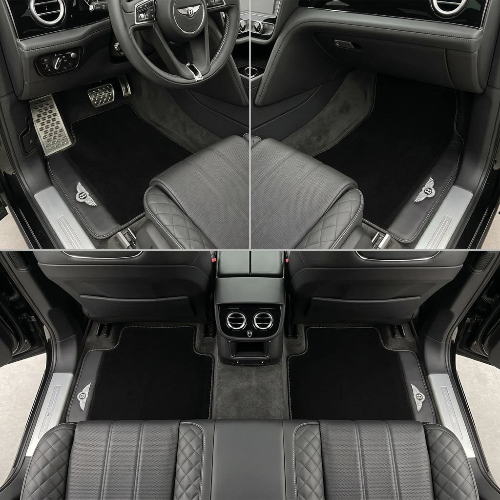 Handmade Black Leather Carpet Floor Mats