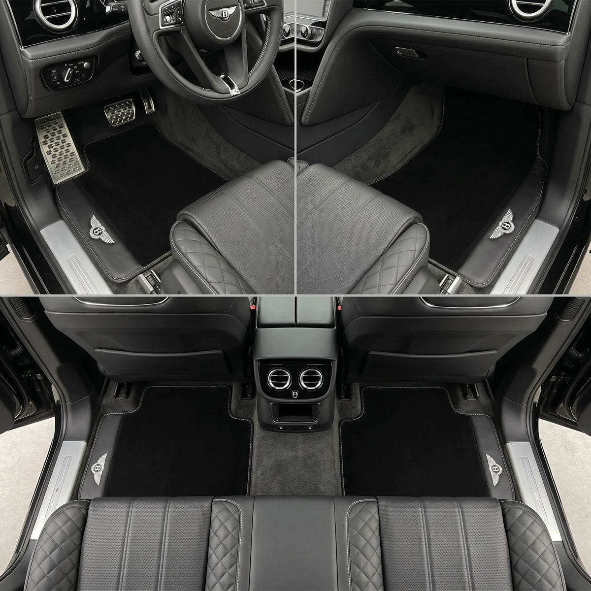 Handmade Black Leather Carpet Floor Mats