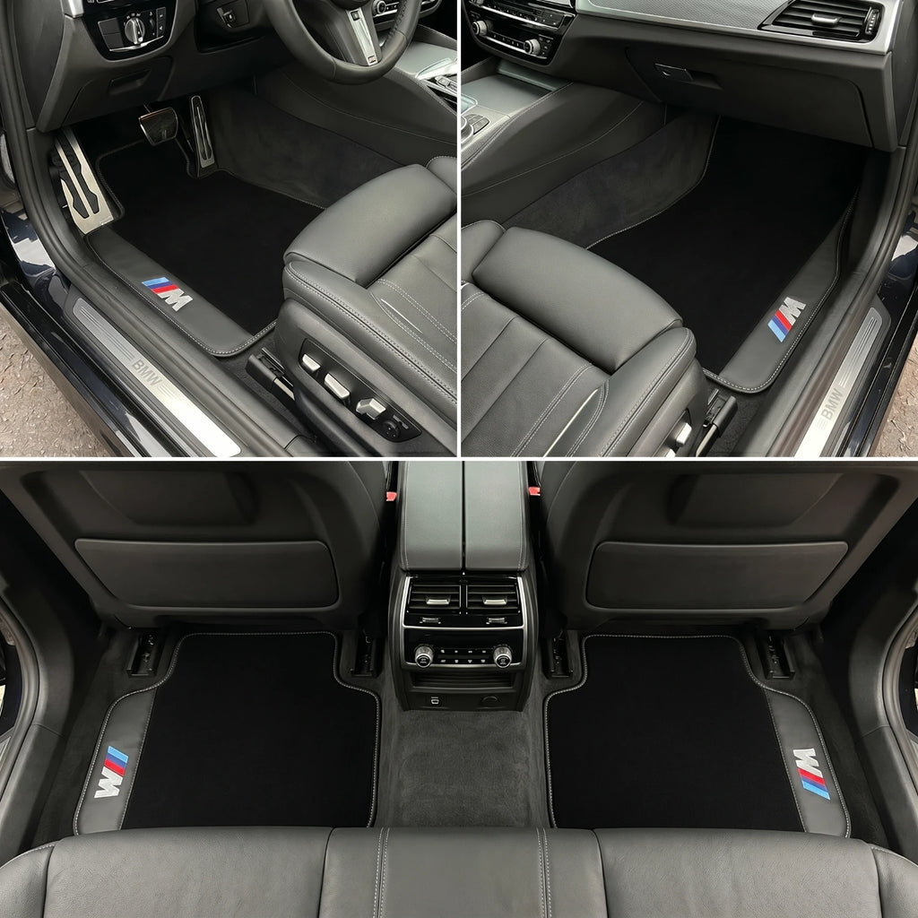 Handmade Black Leather Carpet Floor Mats