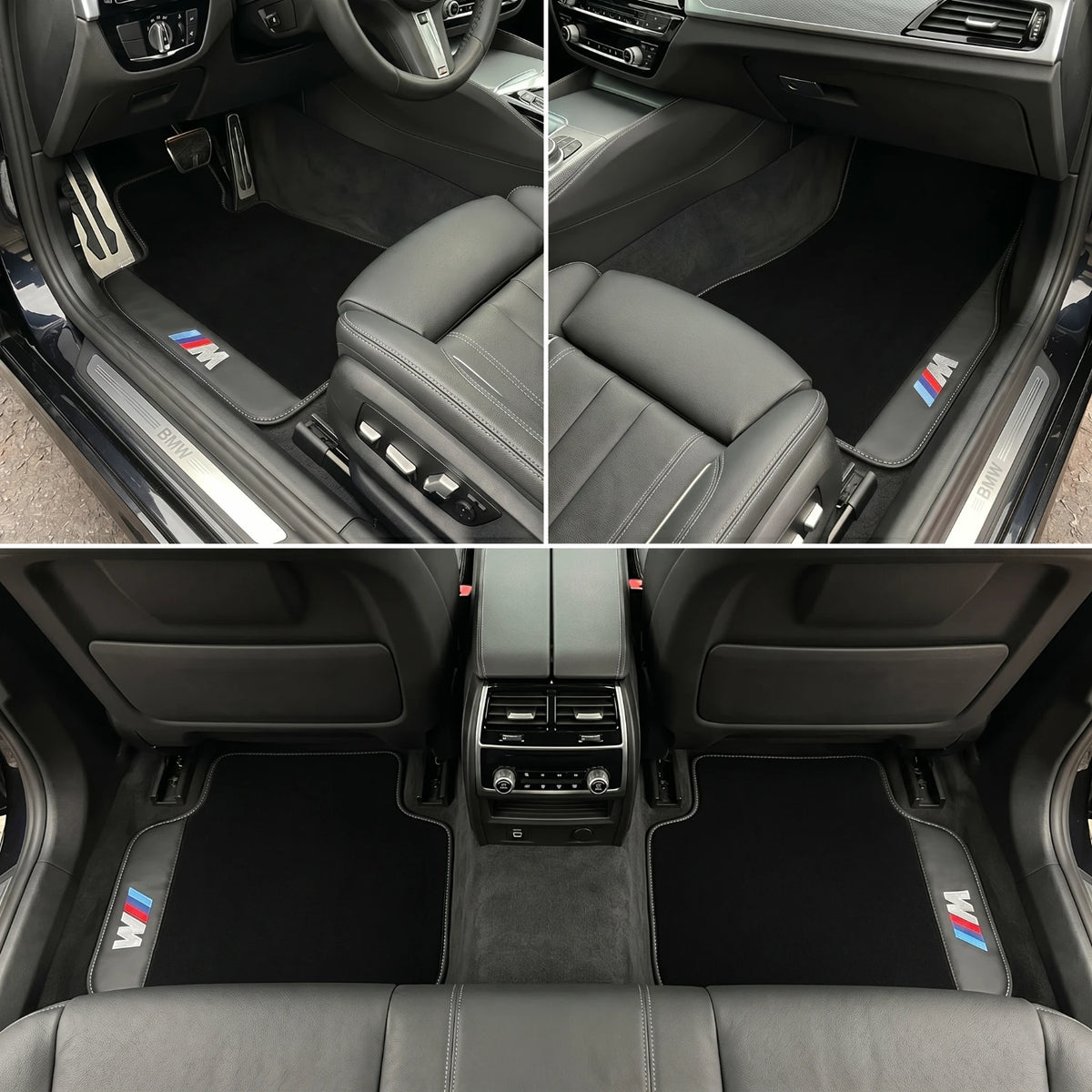 Handmade Black Leather Carpet Floor Mats