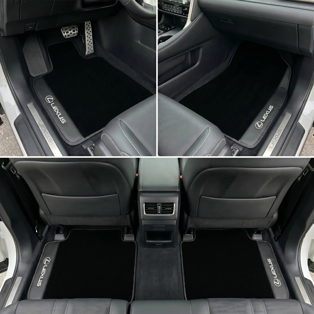 Handmade Black Leather Carpet Floor Mats