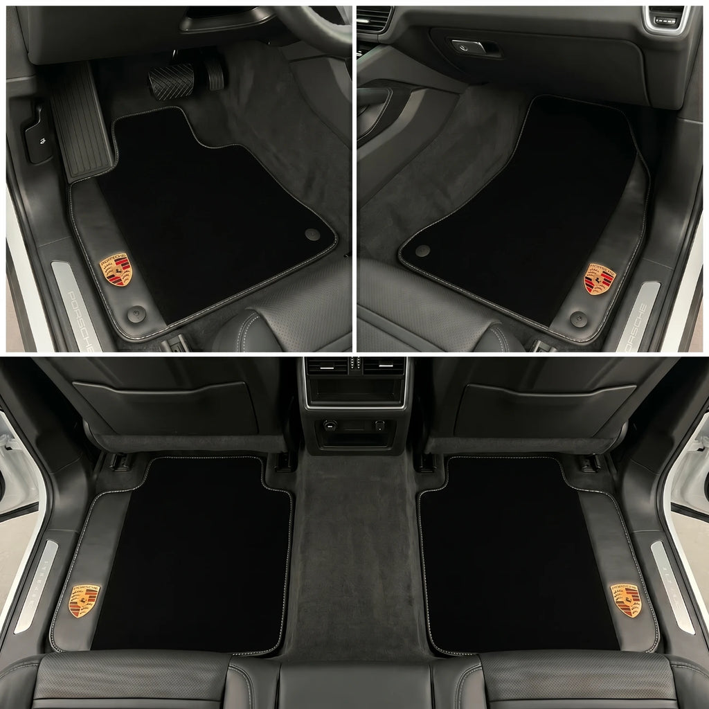 Handmade Black Leather Carpet Floor Mats