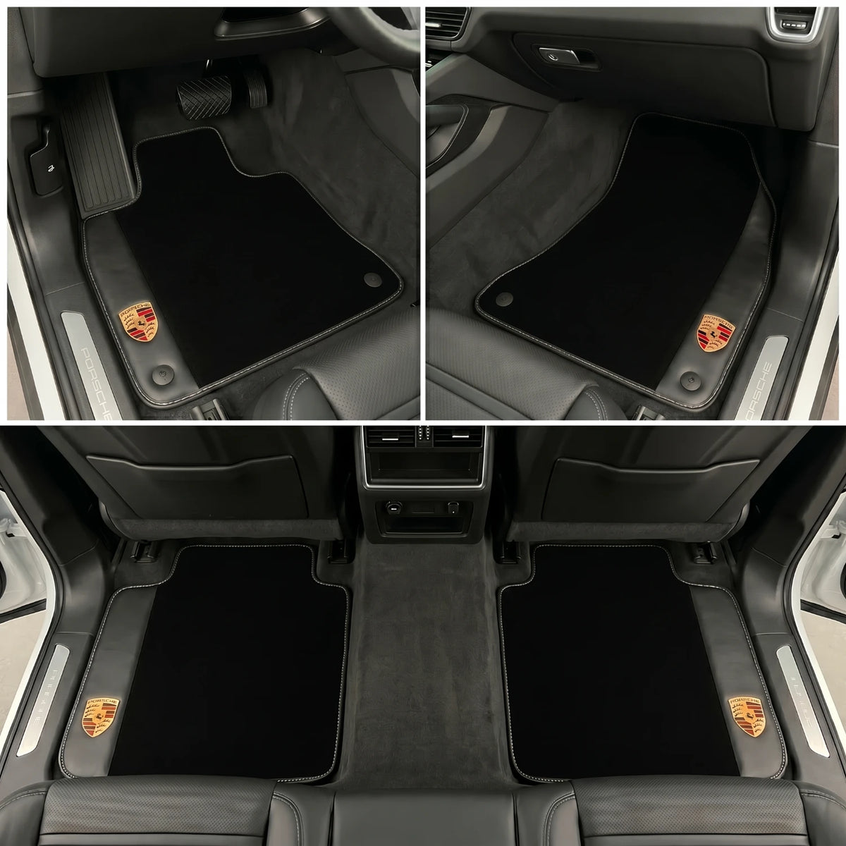 Handmade Black Leather Carpet Floor Mats