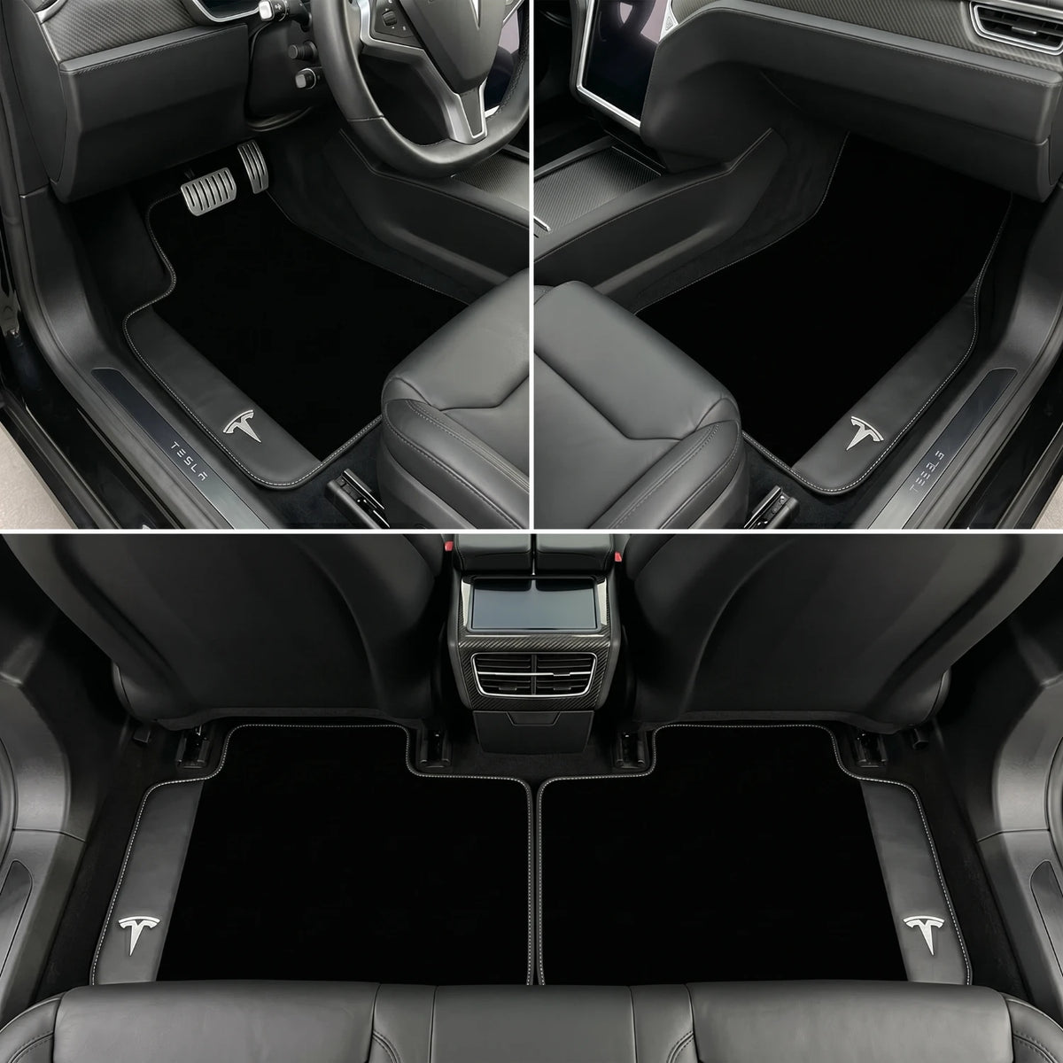 Handmade Black Leather Carpet Floor Mats