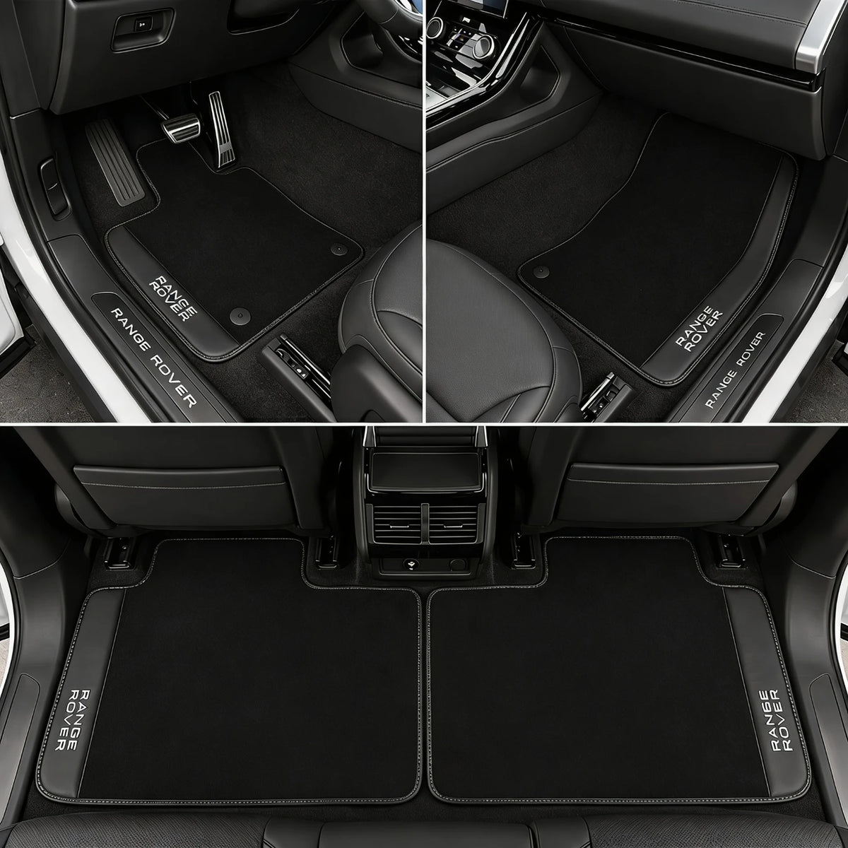 Handmade Black Leather Carpet Floor Mats