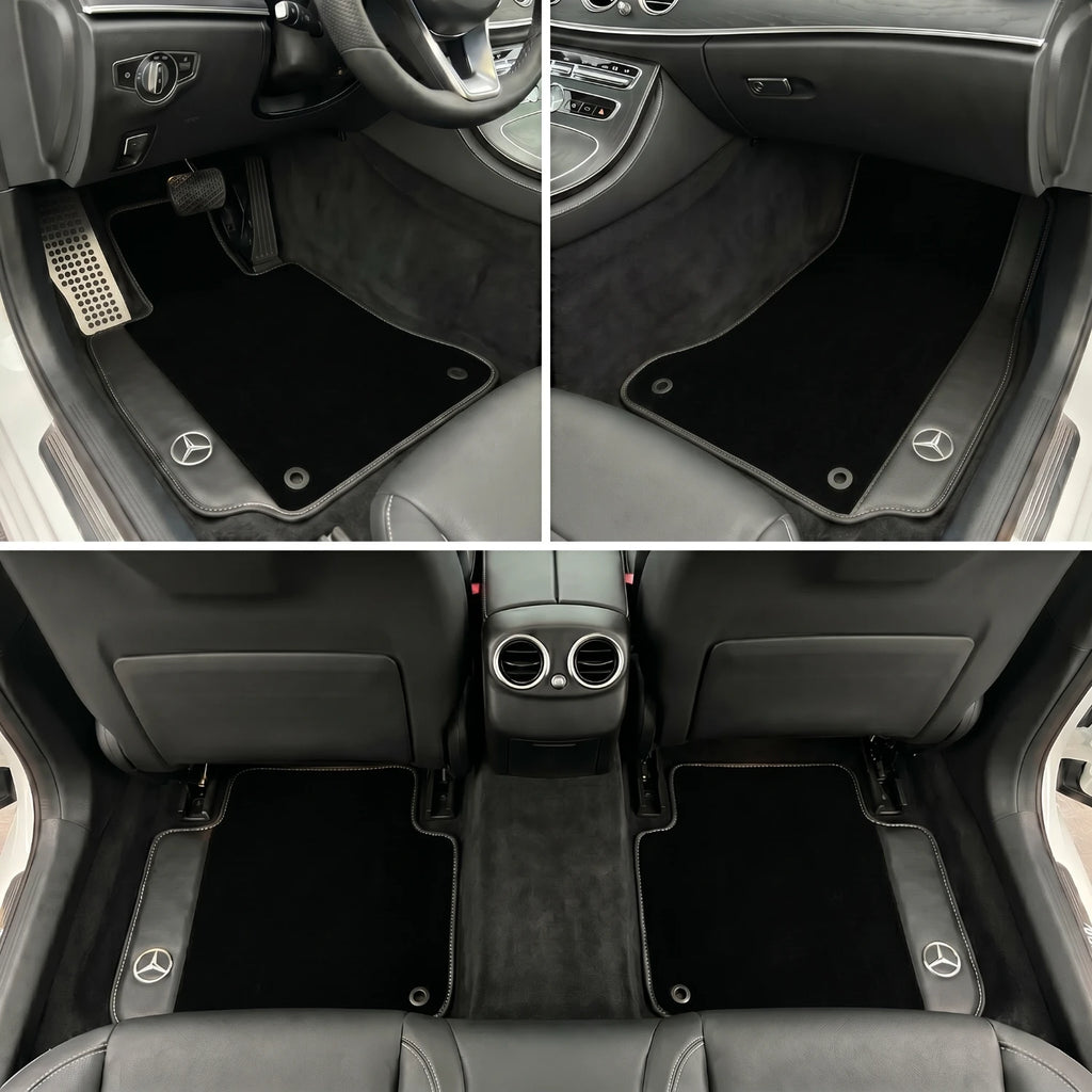 Handmade Black Leather Carpet Floor Mats