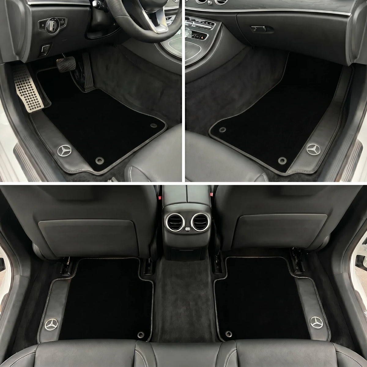 Handmade Black Leather Carpet Floor Mats