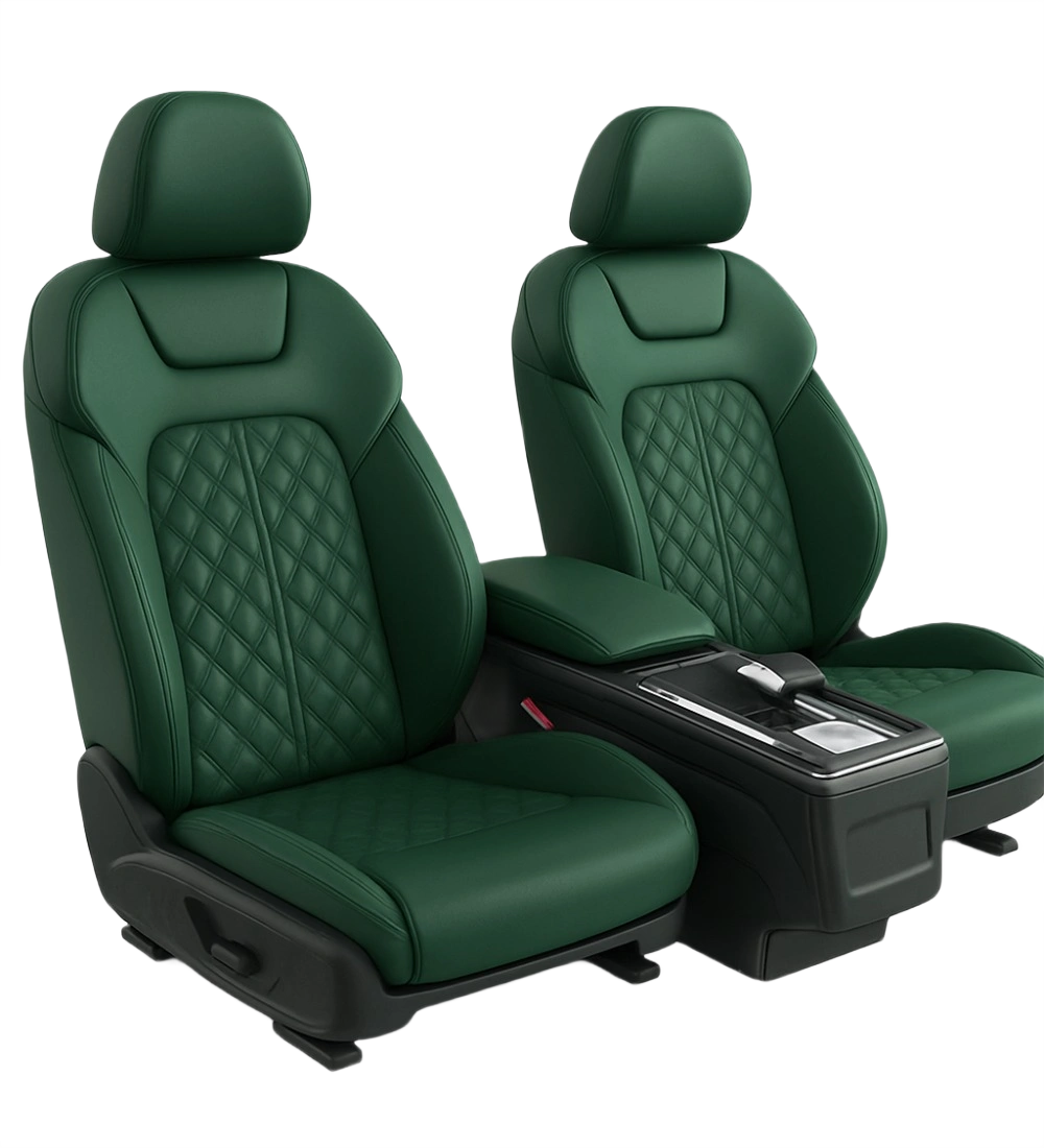 Alternative view of Toyota Tacoma (2024+) Custom Green Genuine Leather Seat Covers - GR-01