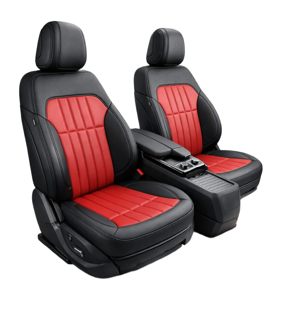 Alternative view of Toyota Tacoma (2024+) Custom Red Genuine Leather Seat Covers - RD-12