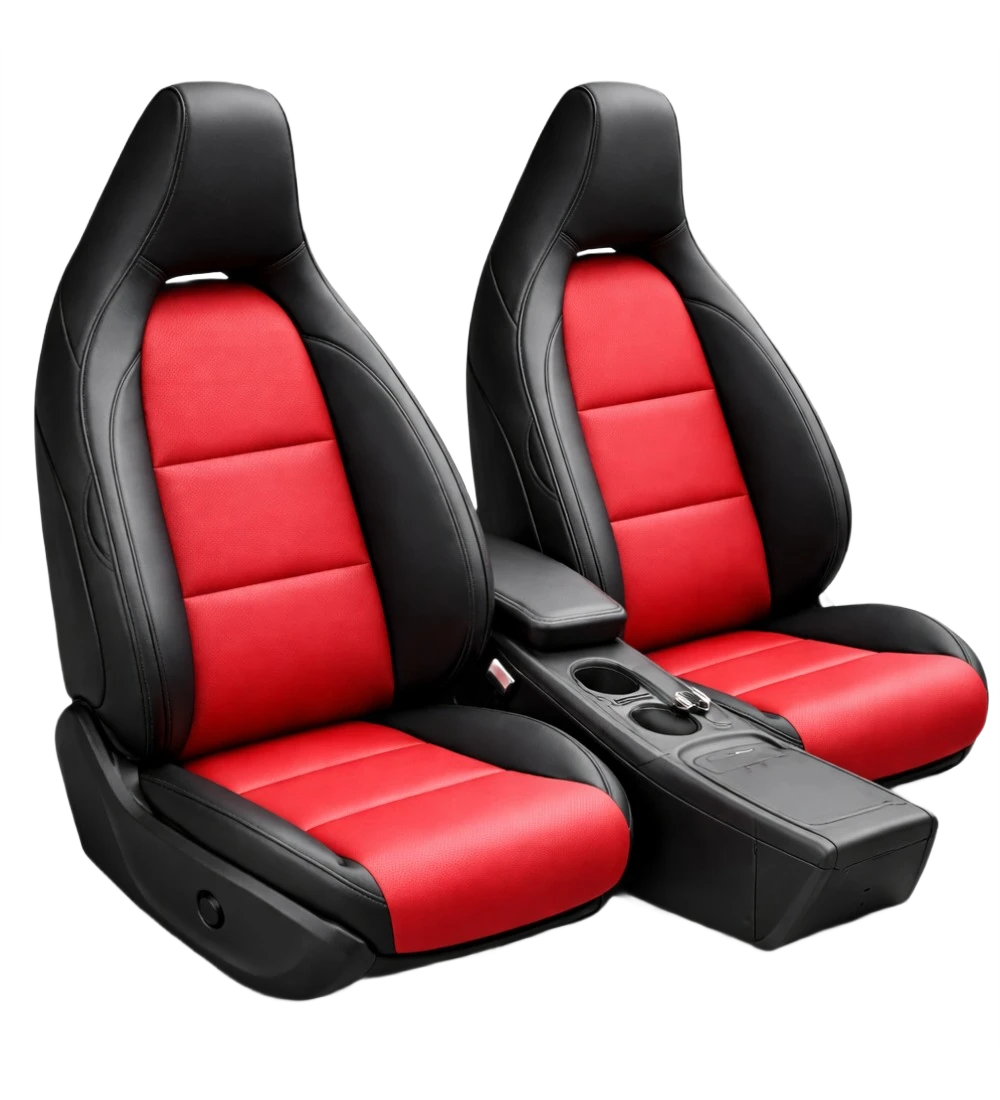 Alternative view of Toyota Tacoma (2024+) Custom Red Genuine Leather Seat Covers - RD-13