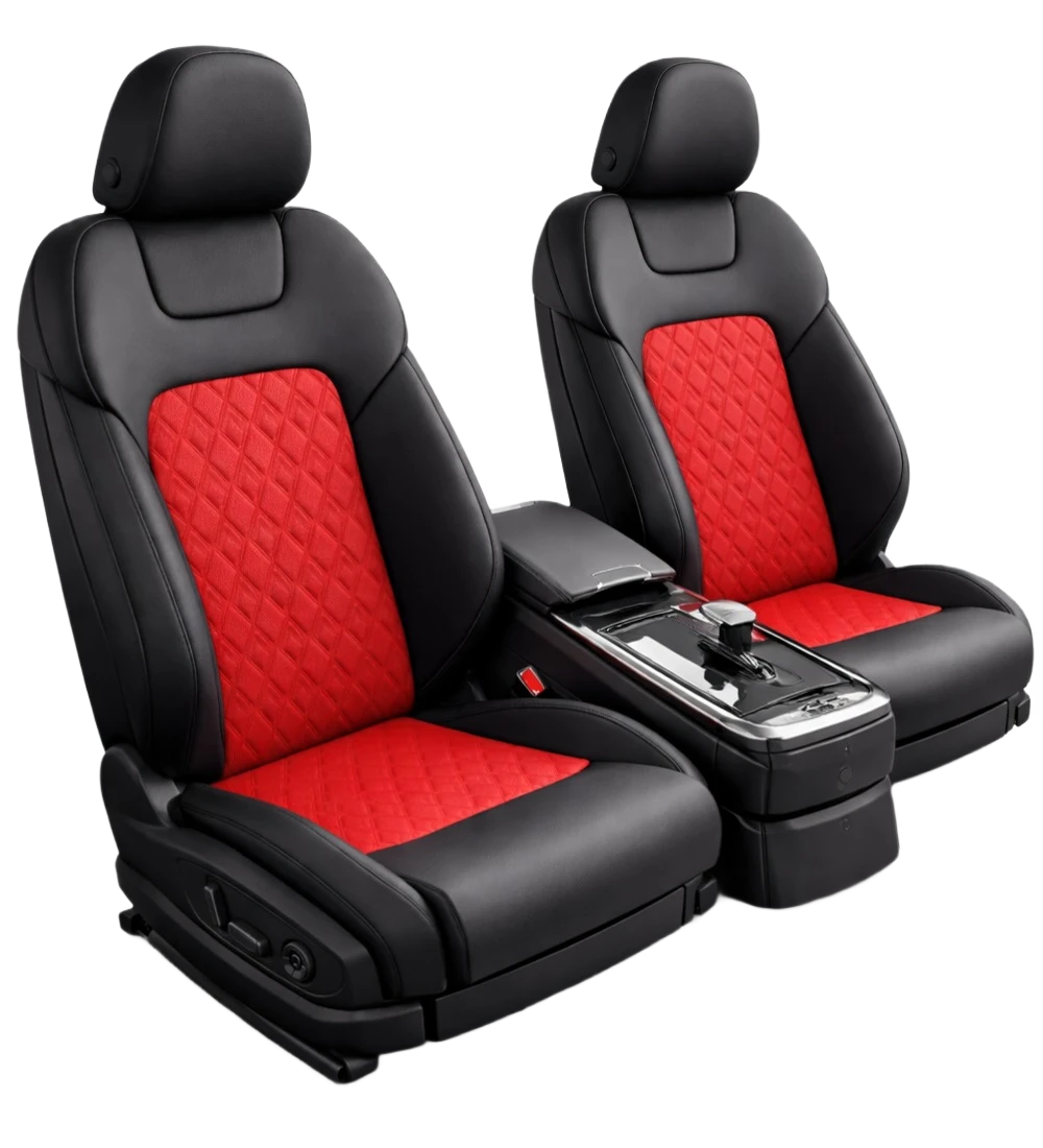 Alternative view of Toyota Tacoma (2024+) Custom Red Genuine Leather Seat Covers - RD-17