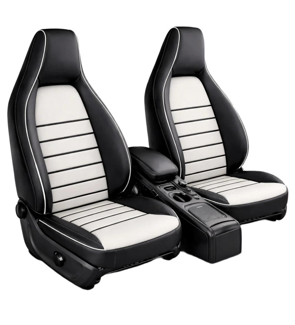 Alternative view of Toyota Tacoma (2024+) Custom White Genuine Leather Seat Covers - WH-08